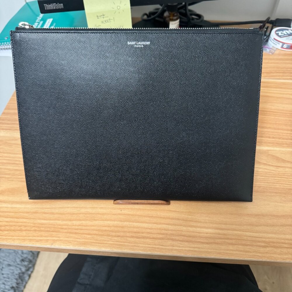 SAINT LAURENT Embossed Leather pouch